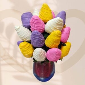 arreglo de frutas fresas con chocolate